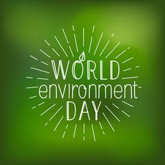 Poster - Happy world environment day card. Vector logo on blured background