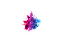 Abstract Powder Splatted Background. Colorful Powder Explosion On White Background. Colored Cloud. Colorful Dust Explode. Paint Holi.