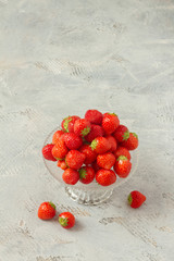 Wall Mural - Fresh strawberries on a glas plate, plateau. Isolated.