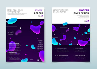 Corporate business flyer design with fluids. Trendy vector illustration with geometric symbols. Vector template of brochure with liquid shapes.