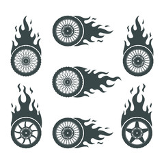 Set of Burning wheels for motorcycles