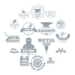 Poster - Metal working logo icons set. Simple illustration of 16 metal working logo vector icons for web