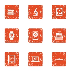 Poster - Study person icons set. Grunge set of 9 study person vector icons for web isolated on white background