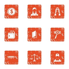 Poster - Service payment icons set. Grunge set of 9 service payment vector icons for web isolated on white background
