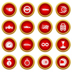 Poster - Car race icons set. Simple illustration of 16 car race vector icons for web
