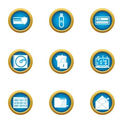 Poster - Electronic data icons set. Flat set of 9 electronic data vector icons for web isolated on white background