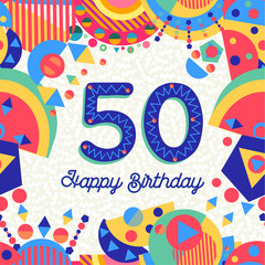 Wall Mural - 50 fifty year birthday party greeting card