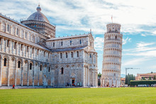 Cathedral And Leaning Tower Of Pisa In Italy