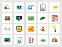 Making Online Purchase Concept. Flat Icon Set. Online Shopping, Pick Up Point, Delivery. Can Be Used For Topics Like Retail, Online Service, Business