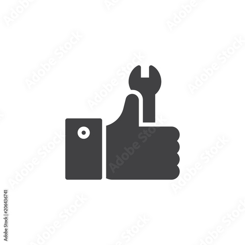 Spanner Service Hand Vector Icon Filled Flat Sign For Mobile