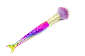 Colorful or rainbow color of Make up brush isolated on white background.