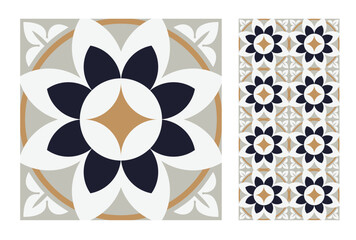 Wall Mural - vintage tiles patterns antique seamless design in Vector illustration	
