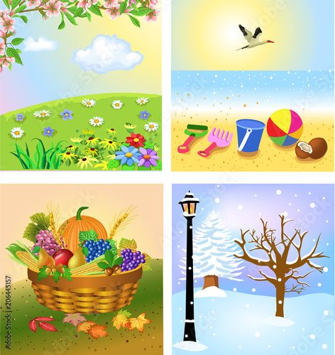 The four seasons of the year: comprar este vector de stock y ...