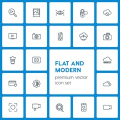 Poster - Modern Simple Set of cloud and networking, security, video, photos Vector outline Icons. Contains such Icons as stop,  digital,  abstract and more on dark background. Fully Editable. Pixel Perfect