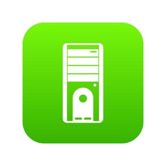 Poster - Computer system unit icon digital green for any design isolated on white vector illustration