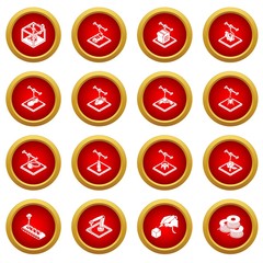 Poster - 3d printing icons set. Simple illustration of 16 3d printing icons set vector icons for web