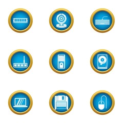 Poster - Computer management icons set. Flat set of 9 computer management vector icons for web isolated on white background