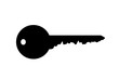 © majivecka - Vector silhouette of key with house on white background.