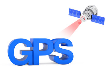 Poster - Modern Satelite Broadcasting to GPS Sign. 3d Rendering