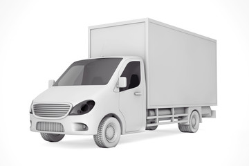 Poster - White Clay Style Commercial Industrial Cargo Delivery Van Truck. 3d Rendering