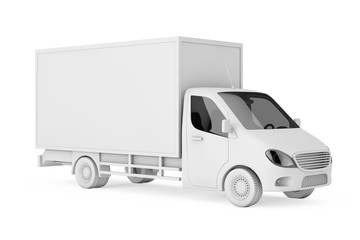 Poster - White Clay Style Commercial Industrial Cargo Delivery Van Truck. 3d Rendering