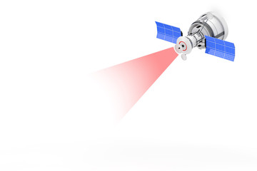 Poster - Modern World Global Navigation Satelite with Broadcasting Ray Signal. 3d Rendering