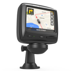 Poster - navigation and global positioning system gps device with navigation city map on the screen. 3d rende