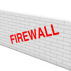 Aufkleber - Firewall Concept. White Brick Wall with Firewall Sign. 3d Rendering