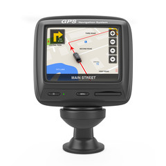 Poster - navigation and global positioning system gps device with navigation city map on the screen. 3d rende