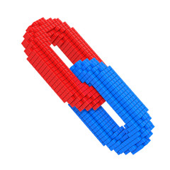 Poster - digital blockchain concept. chain with blocks connection. 3d rendering