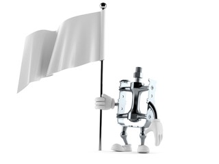 Poster - Bicycle pedal character holding blank flag