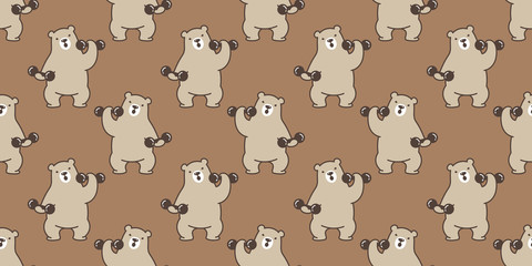 Wall Mural - bear seamless pattern polar bear vector panda teddy weight training gym sport isolated background wallpaper brown