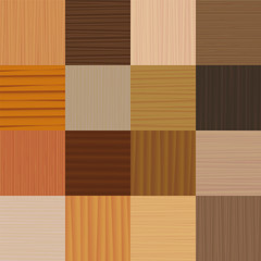 Wall Mural - Parquet floor. Different types of wood, glazes, textures, patterns - vector illustration of flooring samples - seamless extension of wooden checkerboard segments in all directions possible.