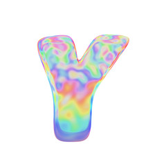 Fototapete - Alphabet letter Y uppercase. Funny font made of colorful soap bubble. 3D render isolated on white background.