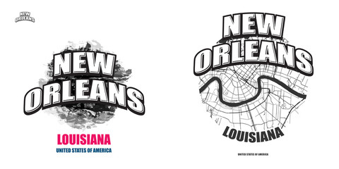 Wall Mural - New Orleans, Louisiana, two logo artworks