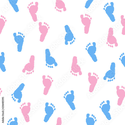 Baby Foot Prints Baby Shower Background Blue And Pink Foot