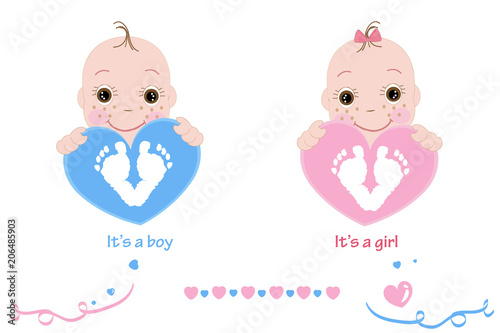 Twin Baby Girl And Boy Baby Feet And Hand Print Baby Arrival Card Pink Blue Colored Hearts Stock Illustration Adobe Stock Twin Baby Girl And Boy Baby Feet And Hand Print Baby Arrival Card Pink Blue Colored Hearts Stock Illustration Adobe Stock