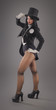 © guruXOX - Woman magician in costume suit doing magic imagination performance