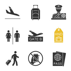 Poster - Airport service glyph icons set