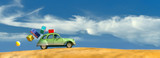 Fototapeta Konie -  driving car and beach