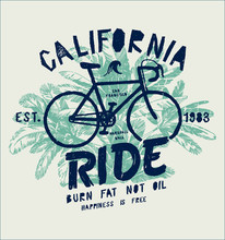 California Ride Bicycle Palm-tree Tropical Bike Print