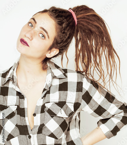 Real Caucasian Woman With Dreadlocks Hairstyle Funny Cheerful