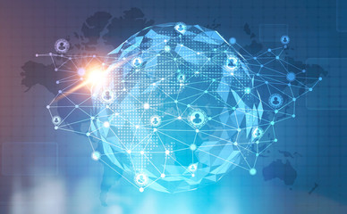 Poster - Social business network interface Earth map