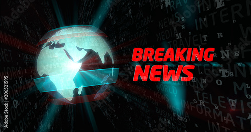 Breaking News Broadcast Title With Globe In Background Breaking News Broadcast Title With Globe In Background