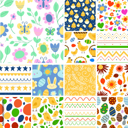 Easter seamless pattern background design vector holiday celebration party wa...