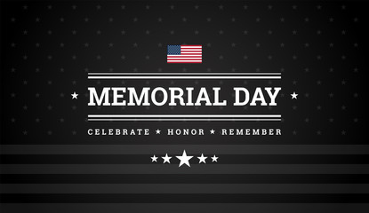 Wall Mural - Memorial Day black background w/ the United States flag - memorial day vector