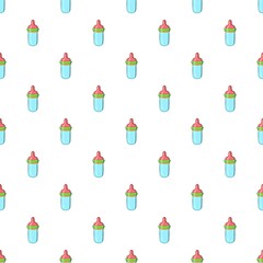 Wall Mural - Bottle with nipple pattern. Cartoon illustration of bottle with nipple vector pattern for web