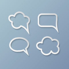Poster - Paper speech bubbles isolated on blue background. Vector design elements.