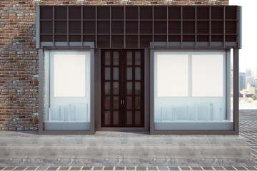 Fototapete - Modern storefront with empty banner