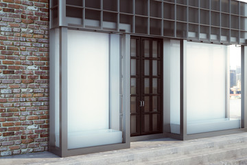 Fototapete - Modern storefront with blank banner